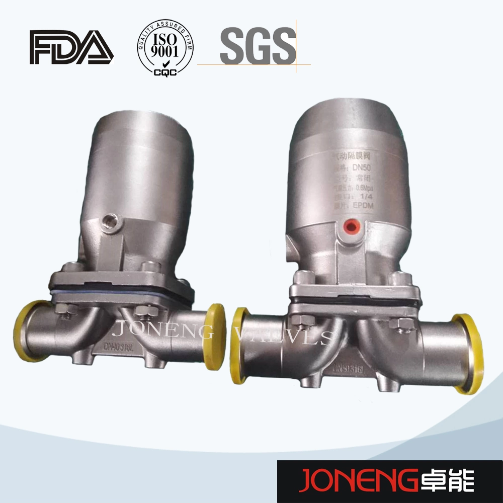 Stainless Steel Sanitary Fittings Weld/Clamped Pneumatic Block Membrane Valve