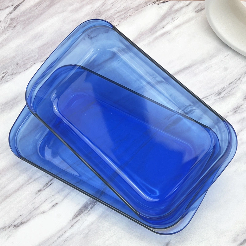 Cobalt Blue High Borosilicate Glass Bakeware, Heat Resistant Baking Tray, Glass Plates, Glass Pans