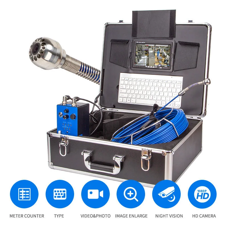 Teclado 512Hz Localizador 23mm diámetro 50m Alcantarillado inalámbrico por cable Drenaje de Borescope Alcantarillado Endoscopio Cámara Localizador de cámaras Alcantarillado de inspección de tuberías