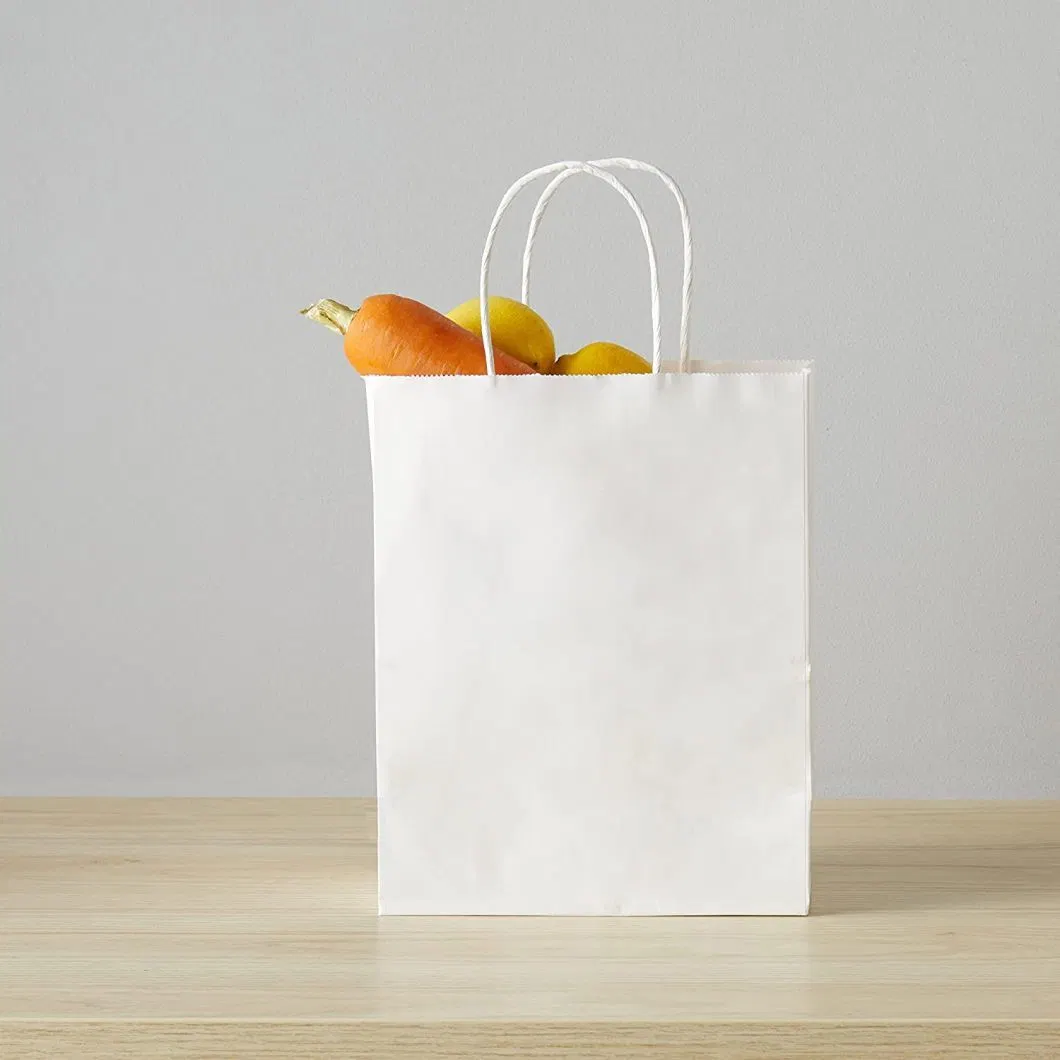 حقيبة تعبئة ورق تسوق عادي عادي قابل لإعادة التدوير Biodegrable Brown Plain Packing Kraft حقائب ذات مقبض ملتف للشعار