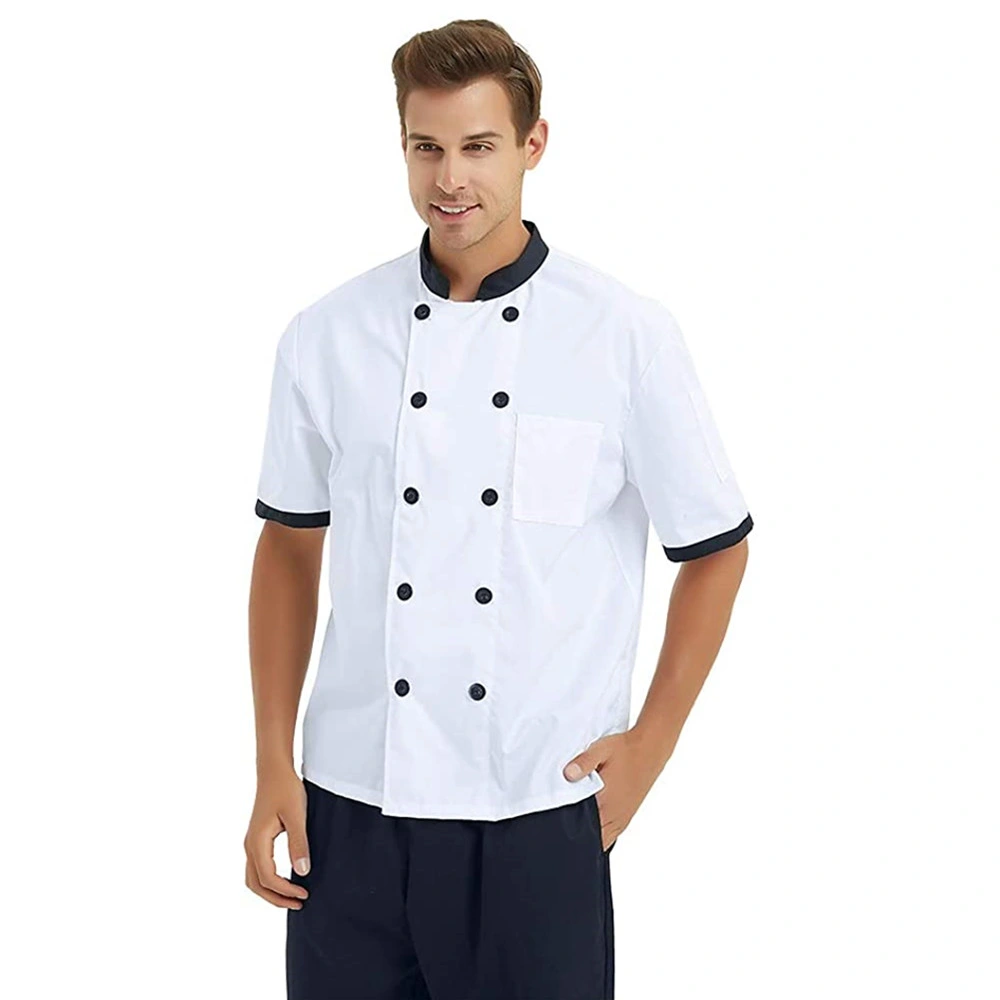 Restaurant White Short Sleeve Chef Jacket Clothes Bar Kitchen Uniform Cool Vent Chef Shirt with Custom Logo