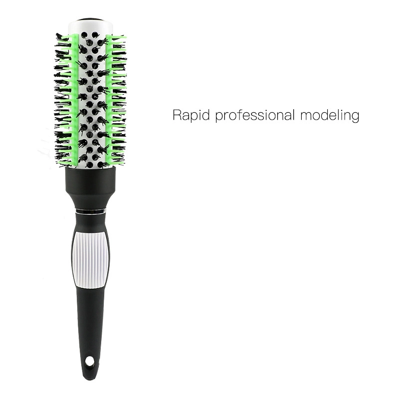 Custom Logo Shining Yellow Ceramic Brush Boar Bristle Curling Hair Brush