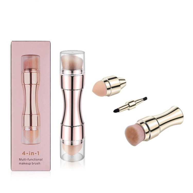 2021 New Arrivals Portable Makeup Brush 4 in 1 Telescopic Factory Wholesale/Supplier Blush Foundation Brush Lip Eye Shadow Brush