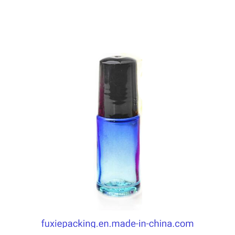 5ml Ombr Color Glass Roll on Bottle Perfume Bottle with Steel Ball Gold Cap