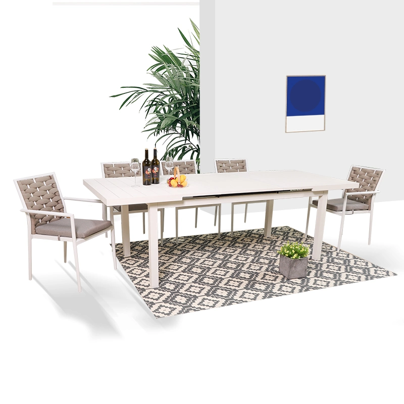 Darwin Courtyard Dining Set Outdoor Furniture Hotel Extensible Patio Garden Dining Table and Chair Furniture