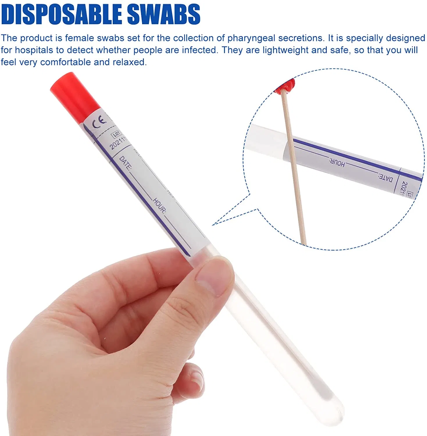 Factory Price Disposable Cotton Swabs Medical Female Sterile Transport Specimen Cotton Swab