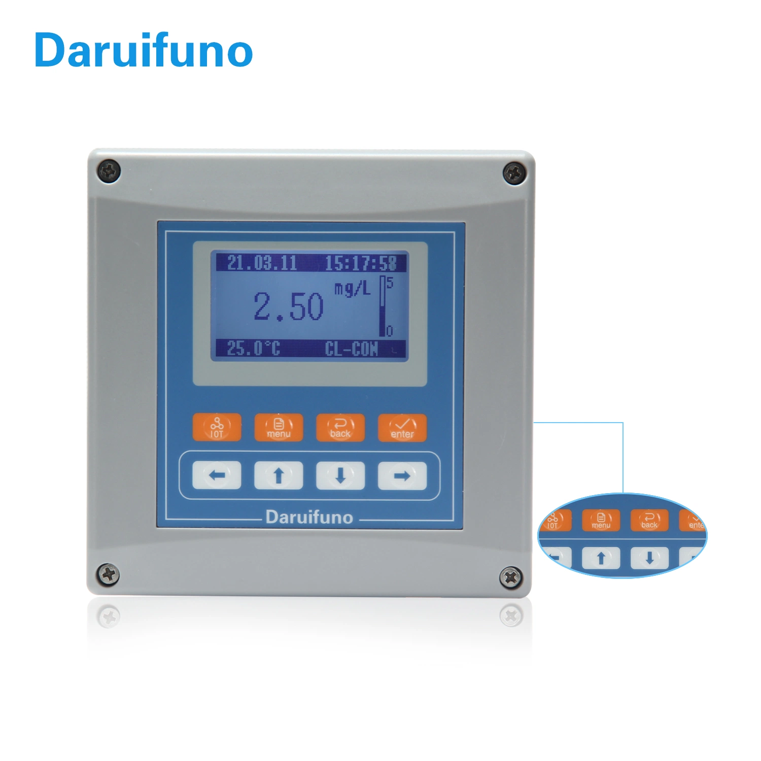 Handheld Temperature Compensation pH Free Residual Chlorine Meter Transmitter with Sensor Probe