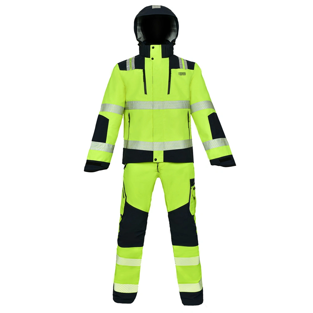 Hi Vis Reflective Safety Winter Jacket Workwear Gepolterte Wasserdichte Arbeit Verschleißset