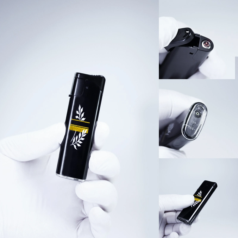 Black and White Advanced Electronic Windproof Lighter Straight Flame