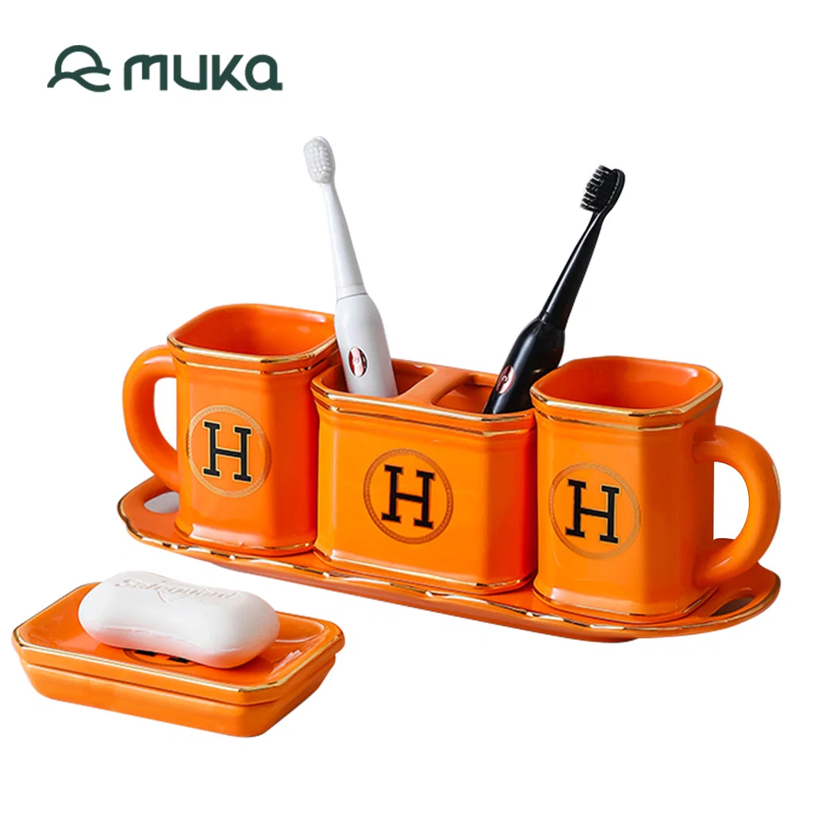 European Bathroom Ceramic Emulsion Bottles Luxury Hotel Bathrooms Accessories Toothbrush Holder Bathroom Set