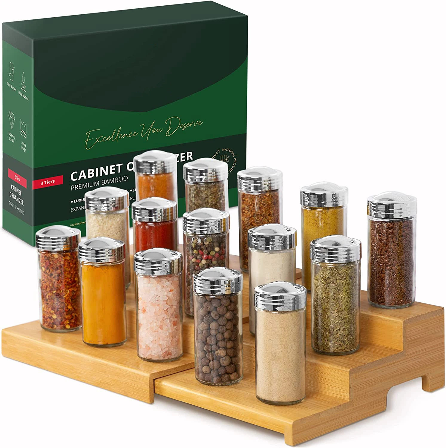 Kitchen Storage Bamboo Seasoning Bottle Rack