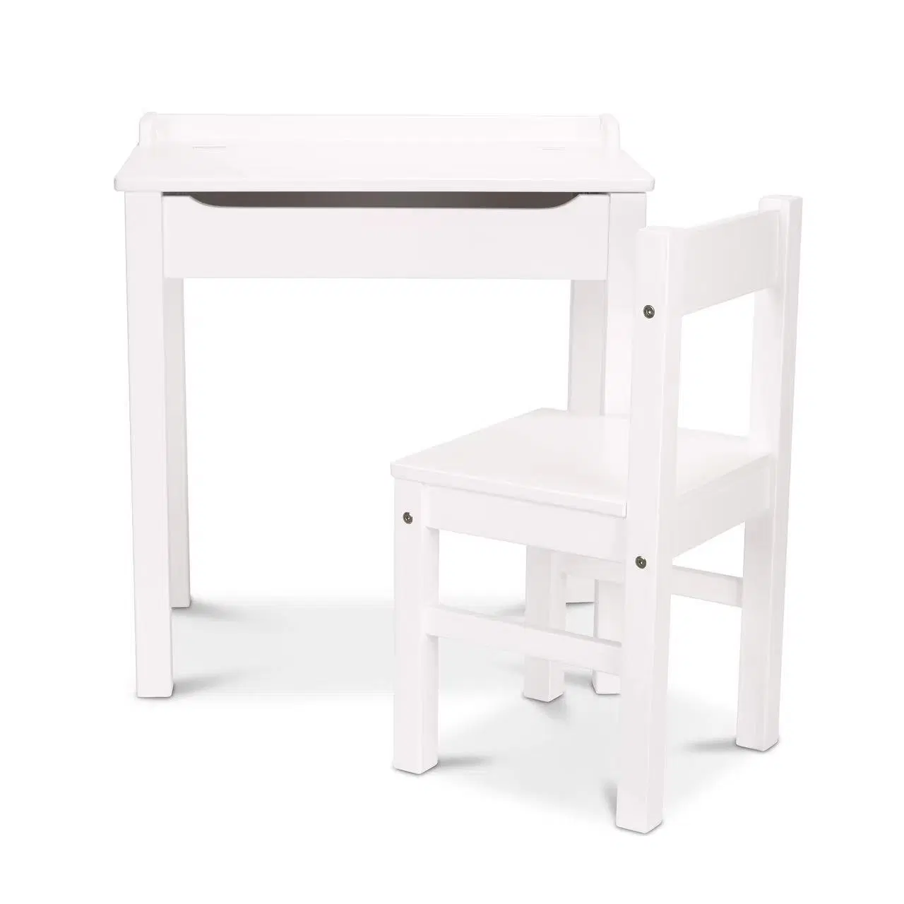 Durable Modern Children Furniture Set White 2-Piece Kids Wooden Lift-Top Desk and Chair