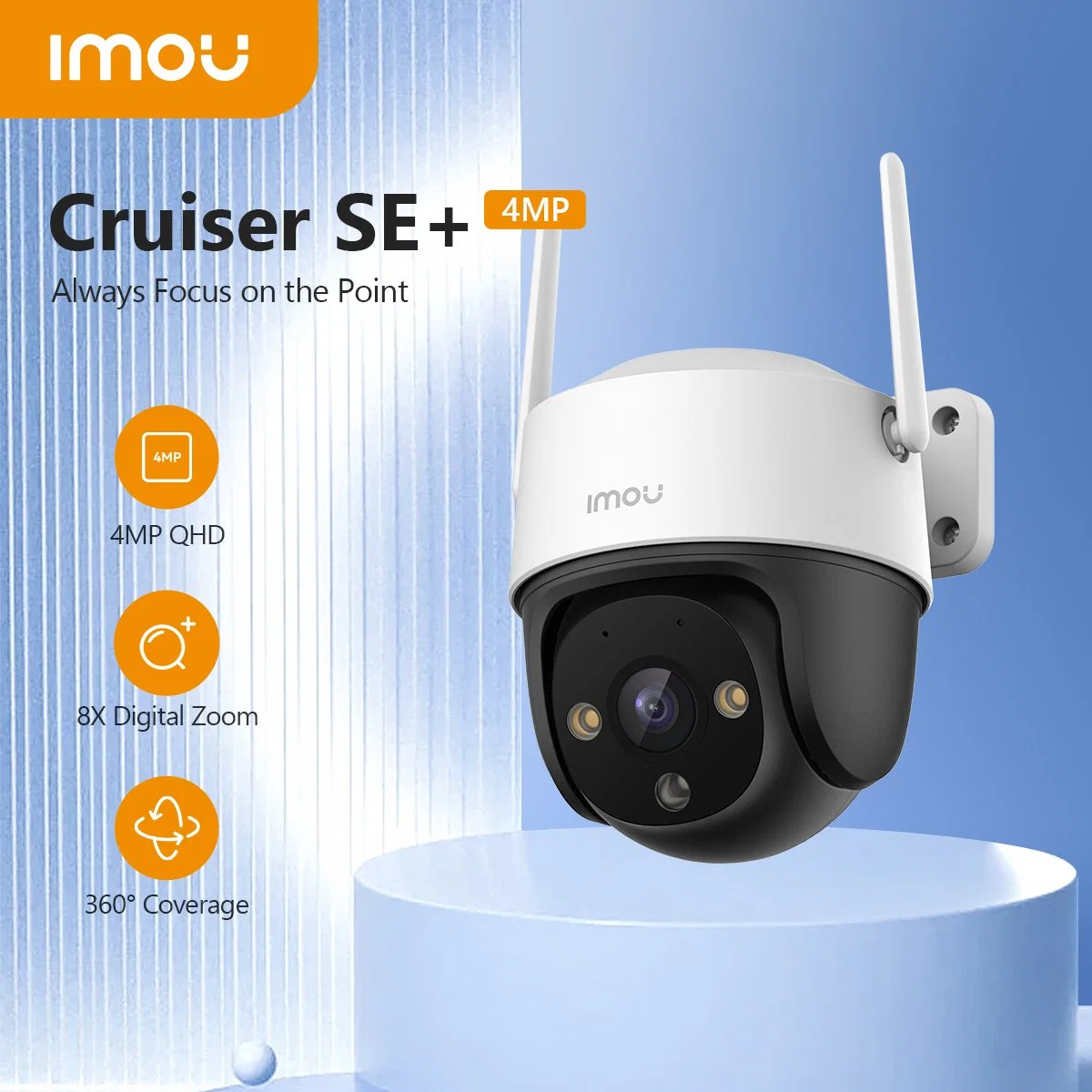 Imou Cruiser Se+ 4MP Outdoor Wi-Fi Camera IP66 Weatherproof Camera 8X Digital Zoom Night Vision Ai Human Detection Camera