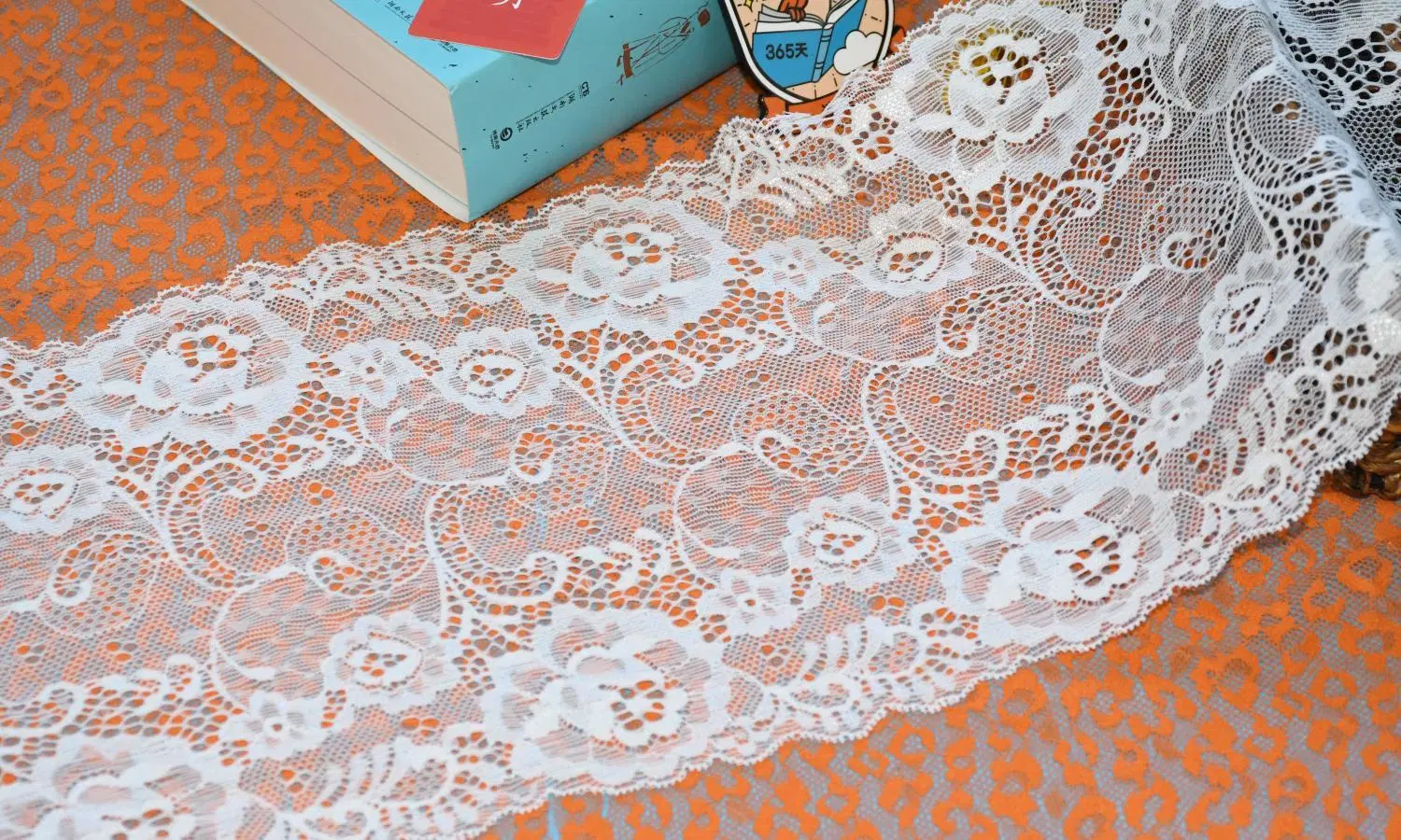 Nylon Stretch Elastic Lace Trim Fabric for Wedding Evening Dress Skirt