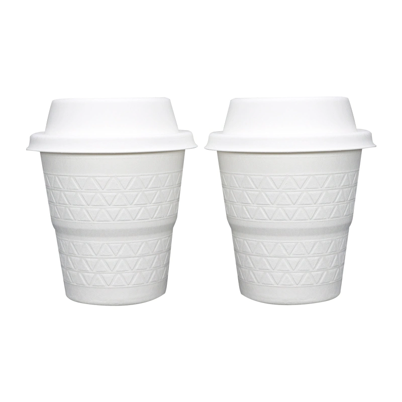 Wholesale/Supplier Disposable Bagasse Coffee Paper Cups 8oz with Lid