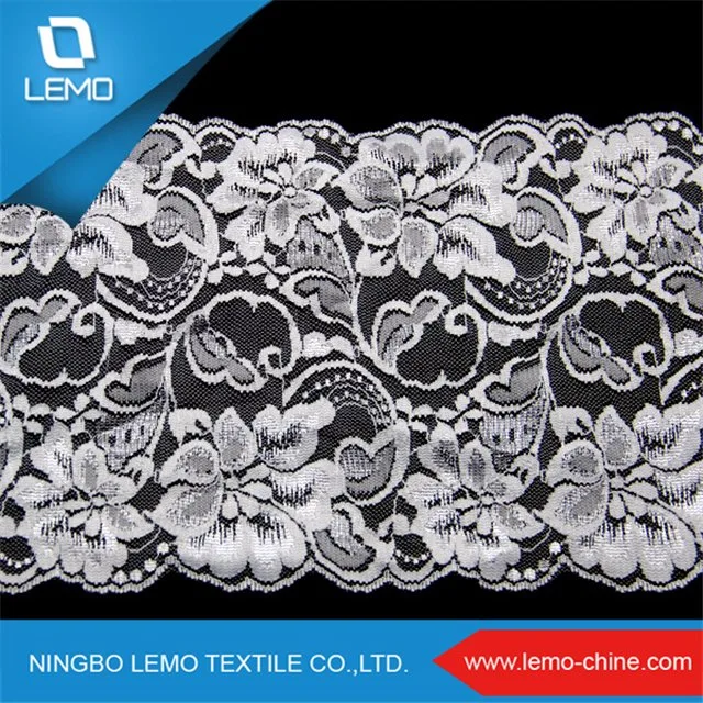 High quality/High cost performance  White Elastic Nylon Spandex Stretch Tricot Lace