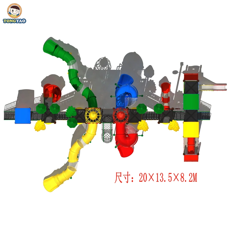 Commercial Plastic Toy Amusement Park Rainbow Slide Swing Outdoor Playground