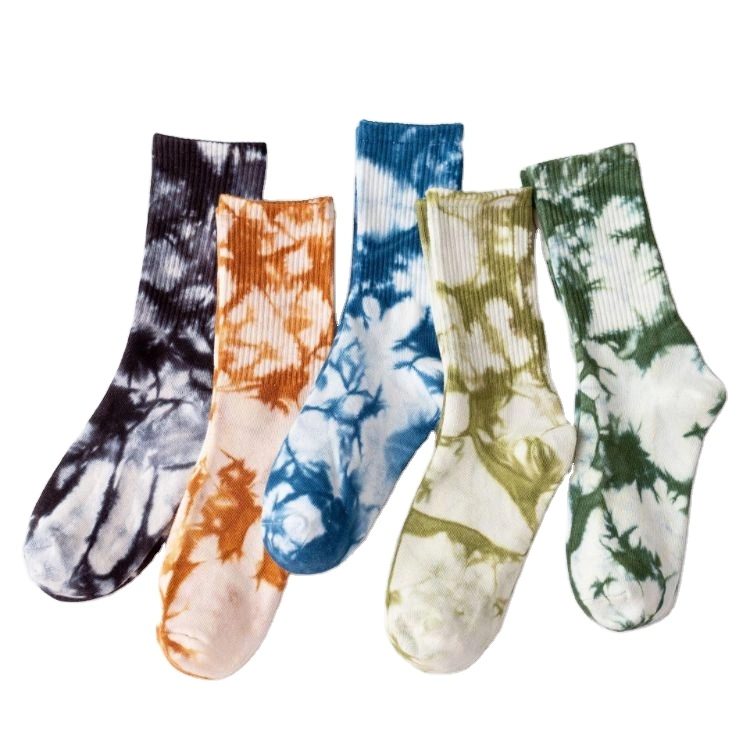 Fashion Funny Colorful Tie-Dye Crew High Tube Sport Socks