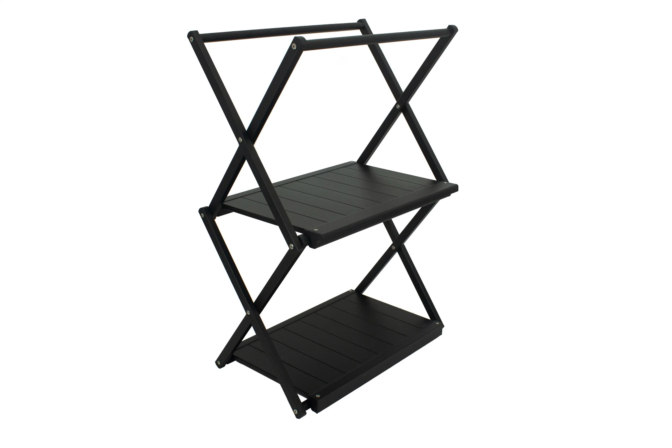 Convertible Aluminum Alloy Shelf and Table Storage Rack--2 Tiers