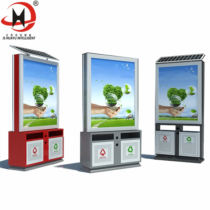 Solar Scrolling LED Advertising Lightbox Trash/Waste/Garbage Bin Dustbin