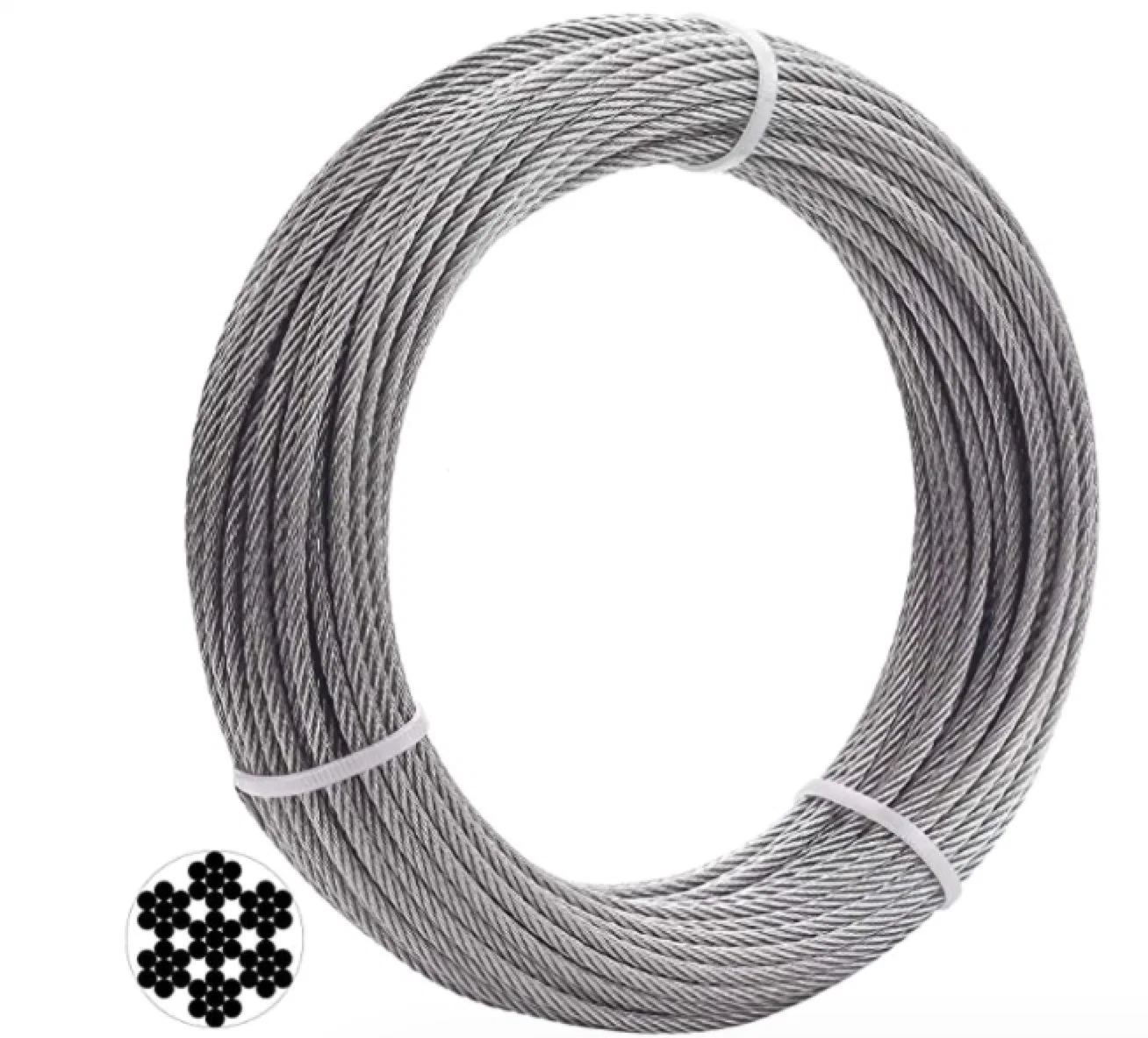 7*7 PU de nailon de 0,7 mm de acero galvanizado recubierto de PVC El Cable de acero inoxidable SS304 SS316