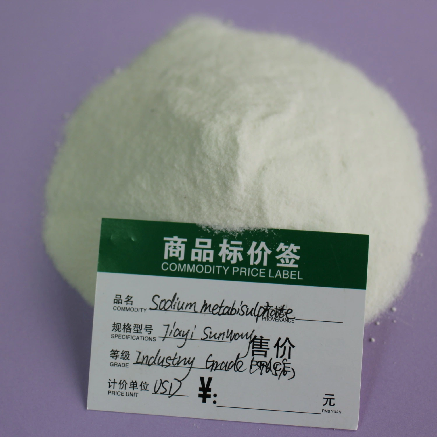 Poudre blanche de qualité Inderstral de métabisulfite de sodium ou poudre cristalline jaune 97 % de matière première de médecine de sodium
