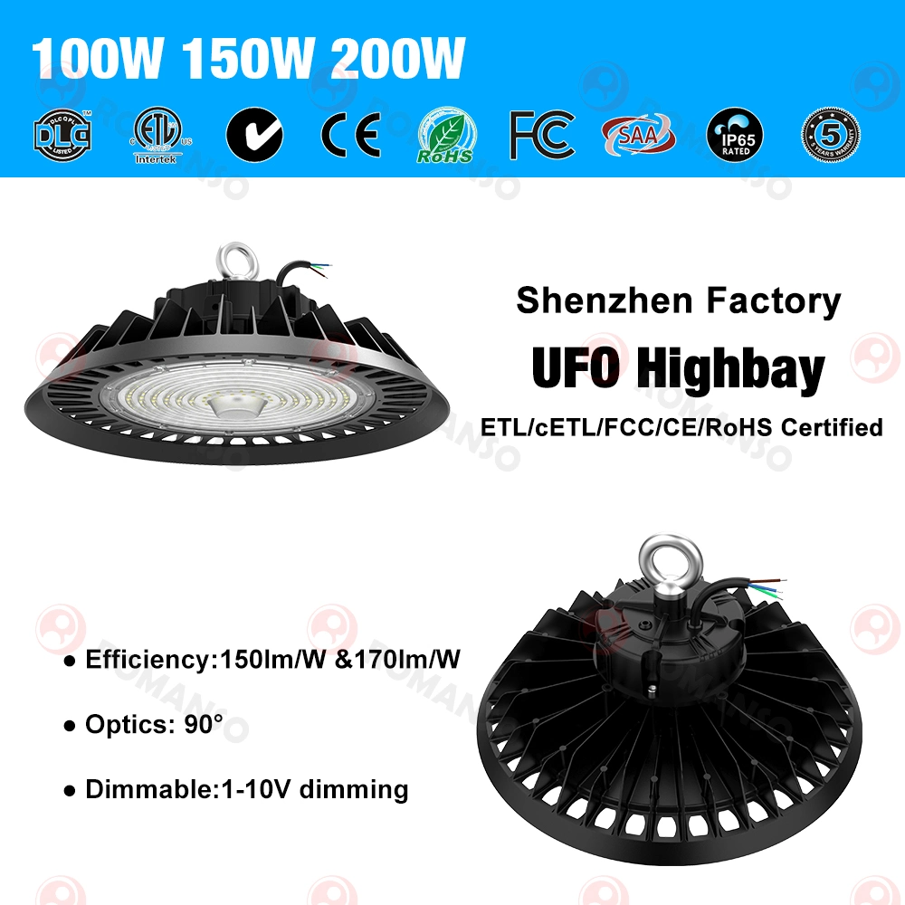 Romanso LED High Bay Light 200W 150lm/W Remote Sensor Warehouse High Bay Light for Industry Lighting