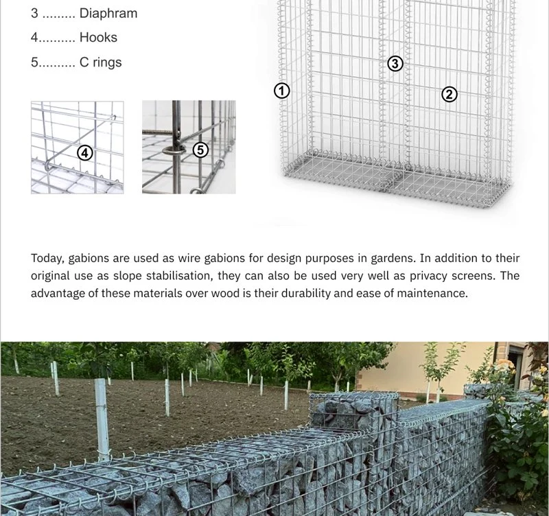 Alimentação Direta de fábrica Gabião Wire Mesh parede de retenção do compartimento da Pedra da Cesta