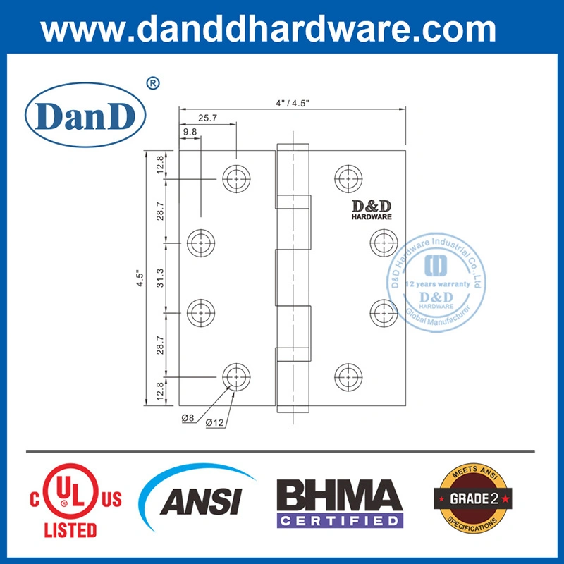 Bhma Stainless Steel 316 Heavy Duty Ball Bearing Commercial Door Hinge