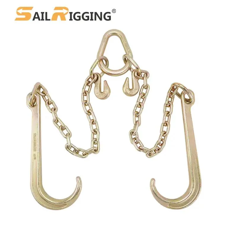 3/8'' Heavy Duty Tow Chain Automotive Truck Flatbed Towing Log Chain Bridle with Eye Grab and J Hooks