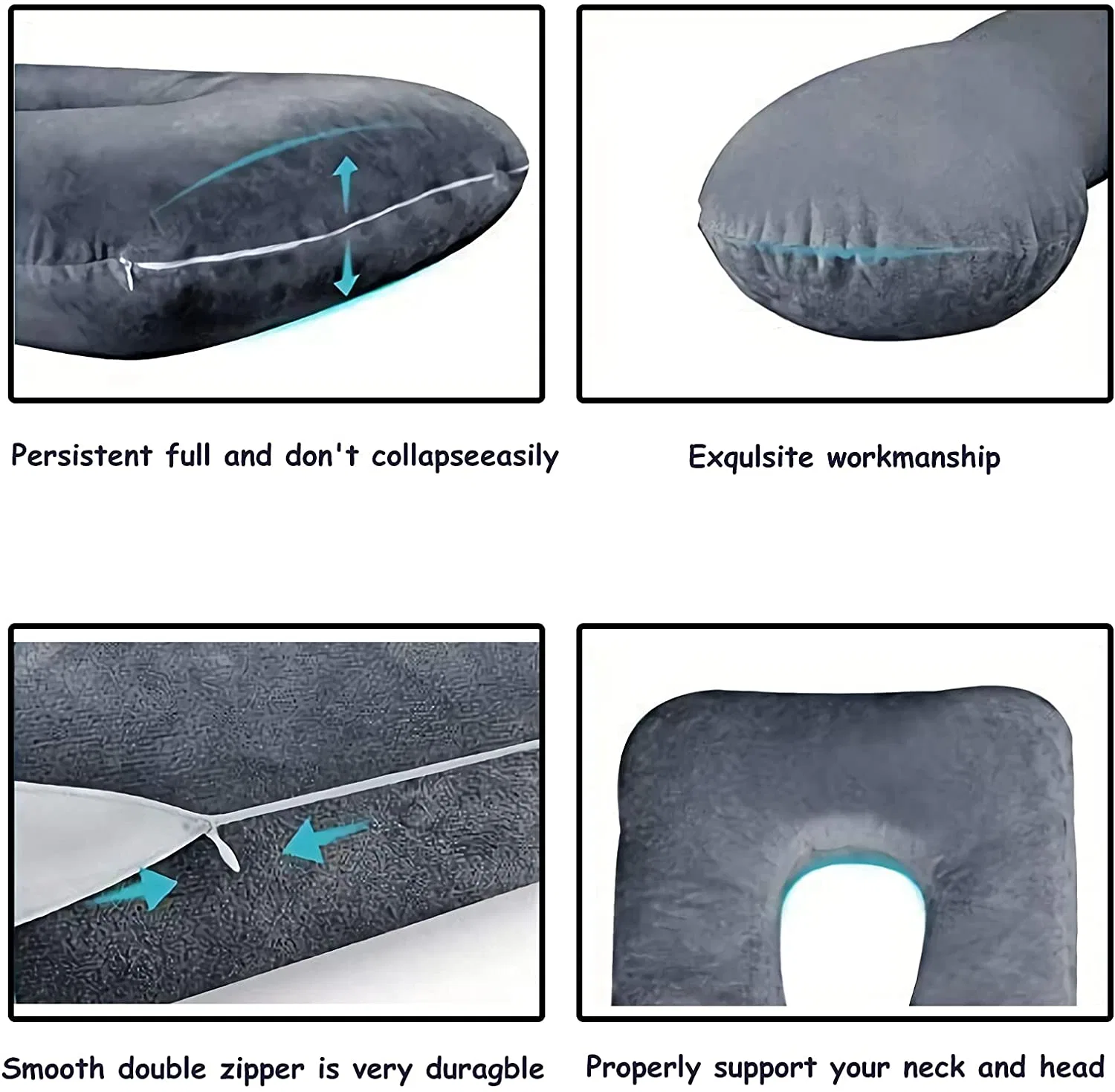 El embarazo la almohada con cubierta de algodón lavable en todo el cuerpo en forma de U almohada de maternidad