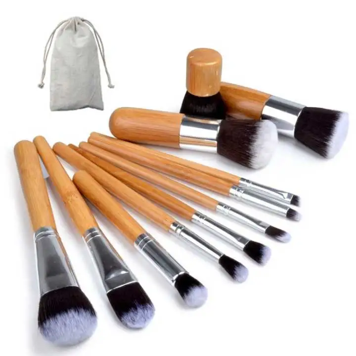 Cabo de madeira Cosmetic Brush conjunto Foundation Pincel facial maquiagem Brush