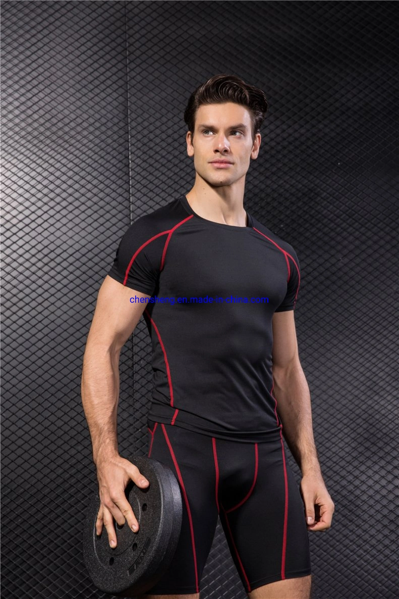 La formación del hombre camisetas hombre camisetas ropa deportiva gimnasio llevar ropa Short-Sleeve camisetas mallas de secado rápido para el hombre