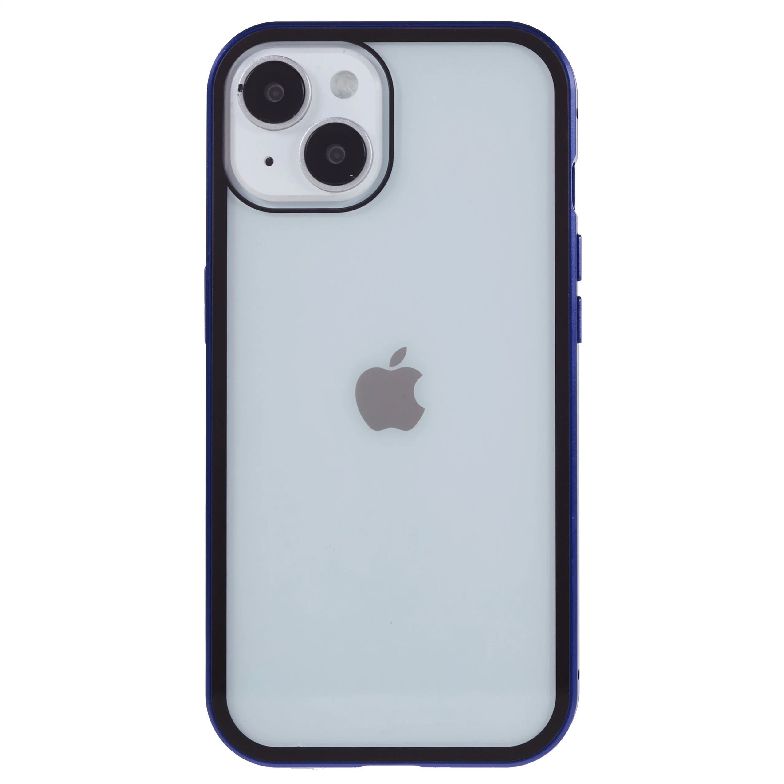 Para el iPhone 14 Anti-Spy caso Teléfono + bastidor de metal magnéticos de cristal templado de doble cara cubierta de protección plena de color azul oscuro.