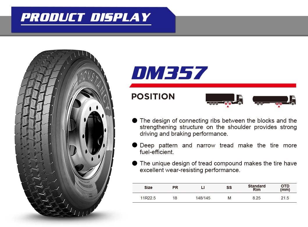 Constancy Brand TBR Tire 11r22.5