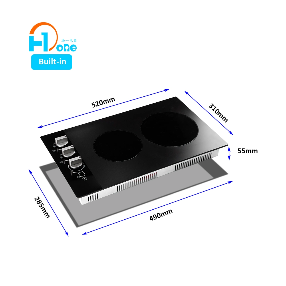 Fogão de mesa de 240 Volts com 2 queimadores botões elétricos integrado 3000 W duro Sem ficha com fios