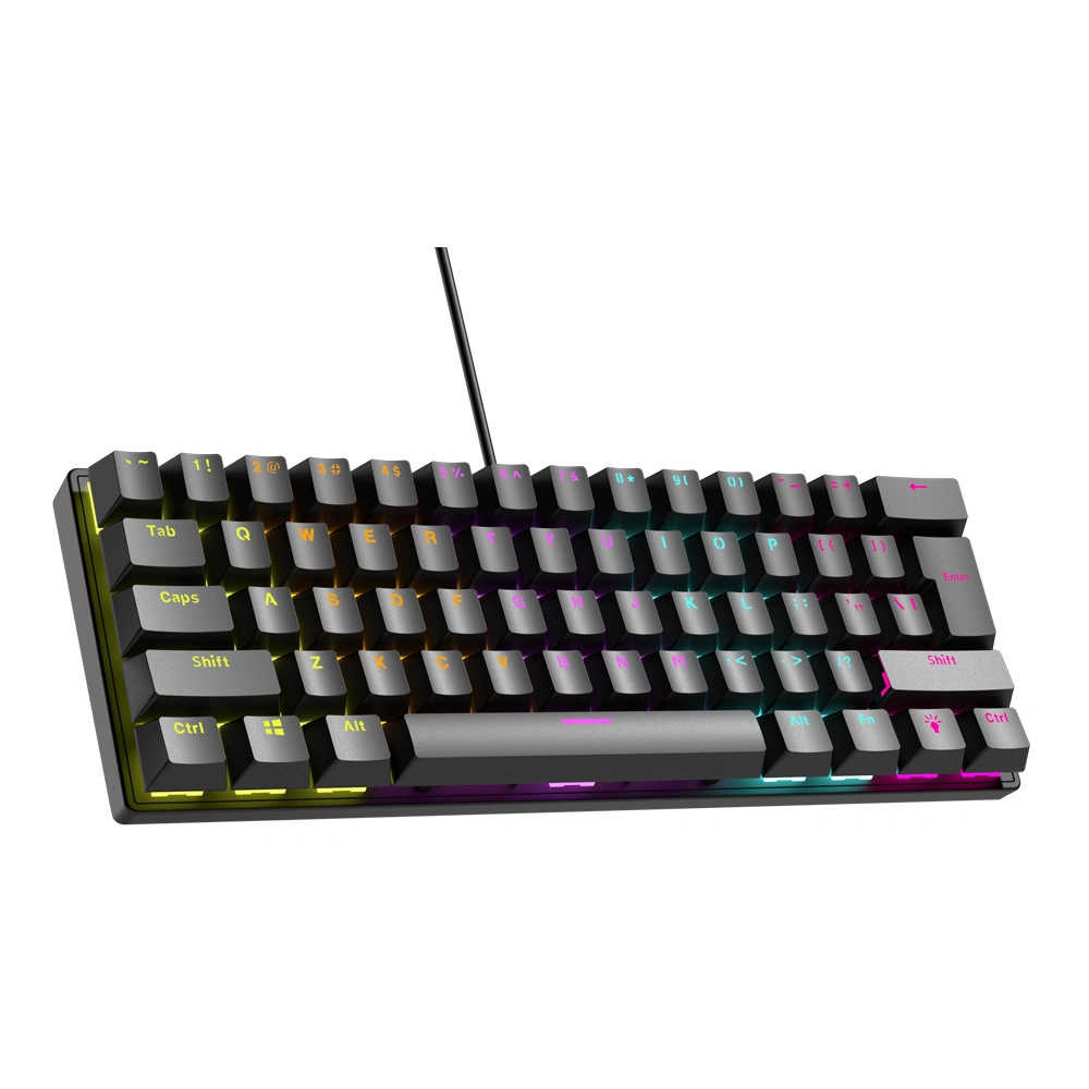 RGB de mecánica de juego de la Oficina clave 61 teclados portátiles Mini 12 Luminoso Color teclado con cable USB ABS