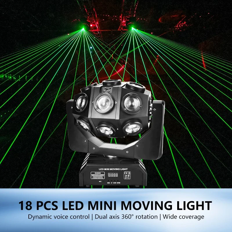 18PCS RGBW 4in1 Moving Head Equipment DJ Disco Stage Lights with Laser