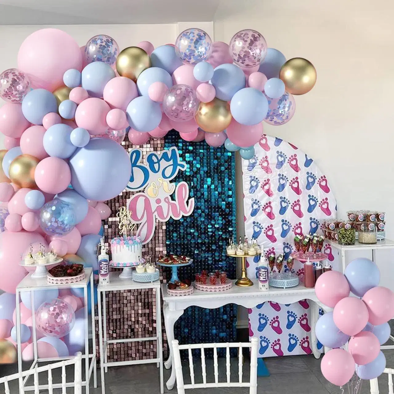 Macaron Blue Pink Balloon Arch Set Gender Reveal Party Supplies Inflatable Balloon Party Arrangement Decorative Latex Balloons