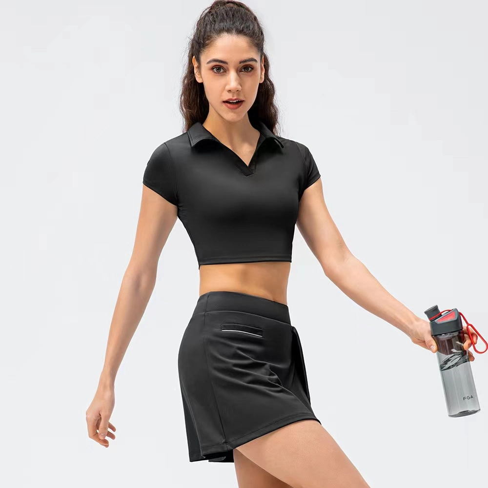 Customized Logo Yoga Wear Women&prime; S Sports Tennis Skirt Pants 2 Piece Fitness Jogging Suit
