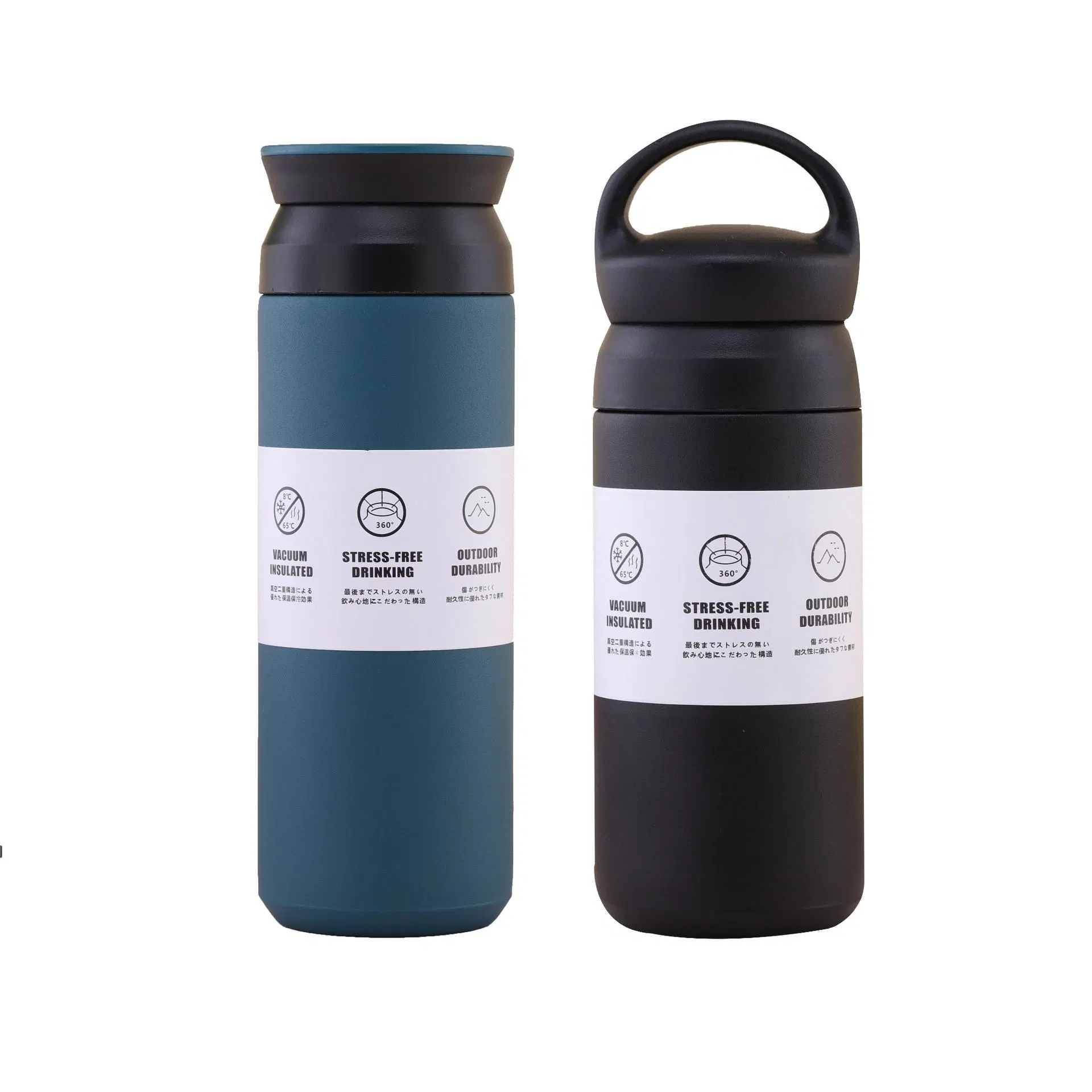 304 Stainless Steel Water Bottle Flask Vacuum with Handle Flat Cover Gift Cup