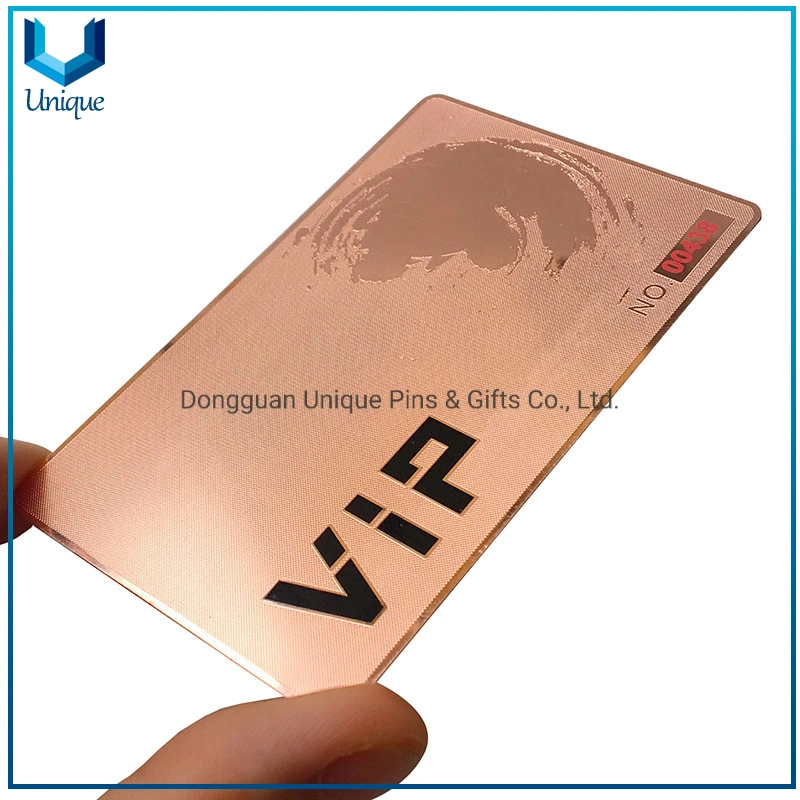 Custom Design Kupfer Finish VIP Metall Karte, Großhandel 0,5mm dick hohe Qualität Luxus Mitgliedschaft VIP-Karte