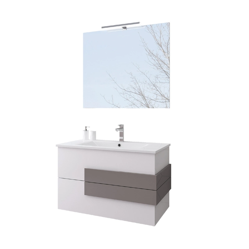 Wall Mounted High Gloss Painted Bathroom Furniture with LED Mirror