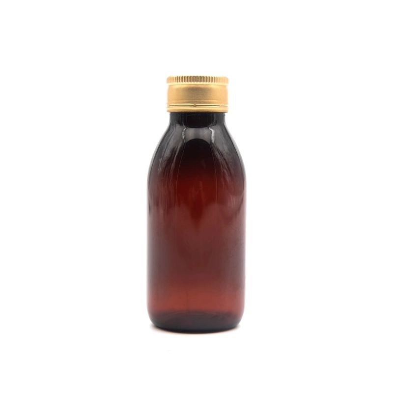 4oz 120ml PET plastique vide liquide médecine pauvre bouteille Amber Bouteille de sirop contre la toux