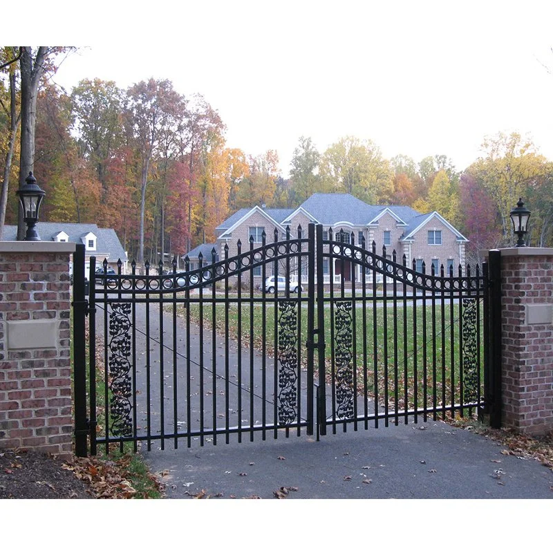 Sliding Swing Driveway Ornamental Decorative Fence Steel Wrought Iron Gate