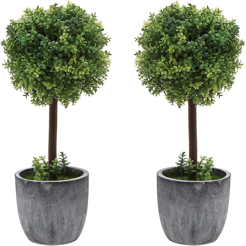 5' Artificial Boxwood Topiary Ball Tree in Pot for Indoor Home Decor (Set of 2) Plant