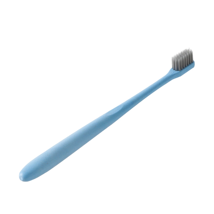 Wholesale Blue Square Head Disposable Travel Straw Toothbrush