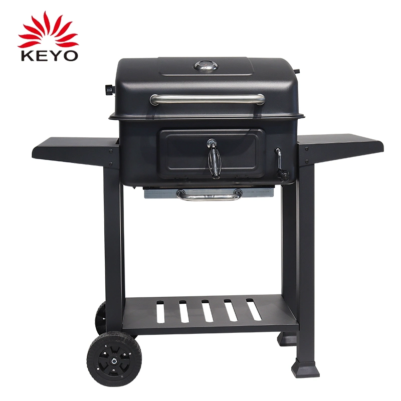 F02 Keyo nuevo modelo de lujo negro americano alemán pesado carro patio jardín parrillas de barbacoa de carbón de leña