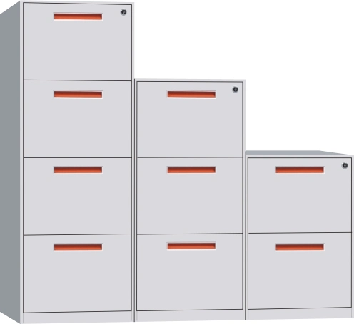 3 Drawers Modern Steel Office Furniture with Orange Metal Handle