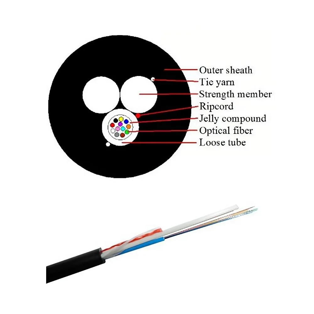 FTTH Mini ADSS Asu Câble à fibre optique avec membre de résistance FRP